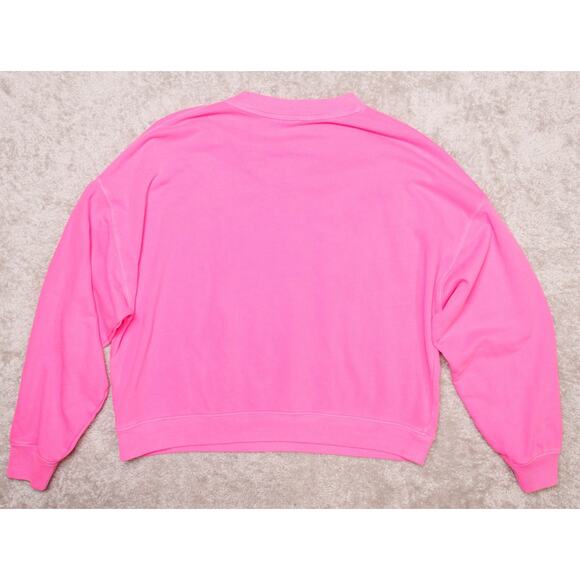 Gap Atomic Pink French Terry Oversized V Neck Sweatshirt Womens Size M NWOT - Picture 2 of 12